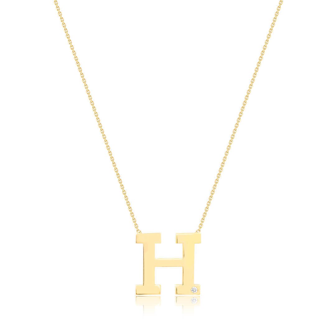 0,01 Karat Pırlantalı Harfli Kolye "H"