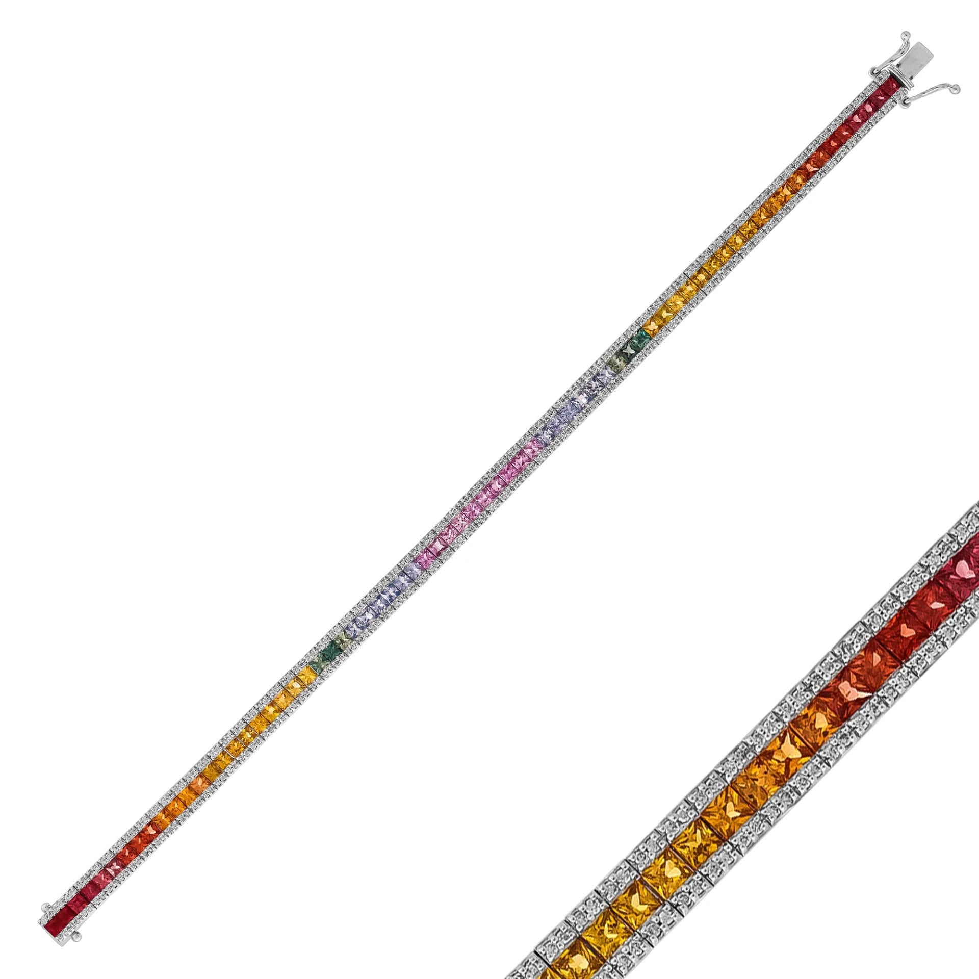 6,82 Karat Pırlanta Renkli Taşlı Suyolu Bileklik "Rainbow"