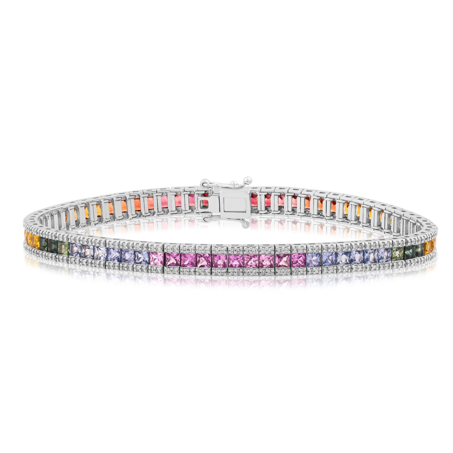 6,82 Karat Pırlanta Renkli Taşlı Suyolu Bileklik "Rainbow"
