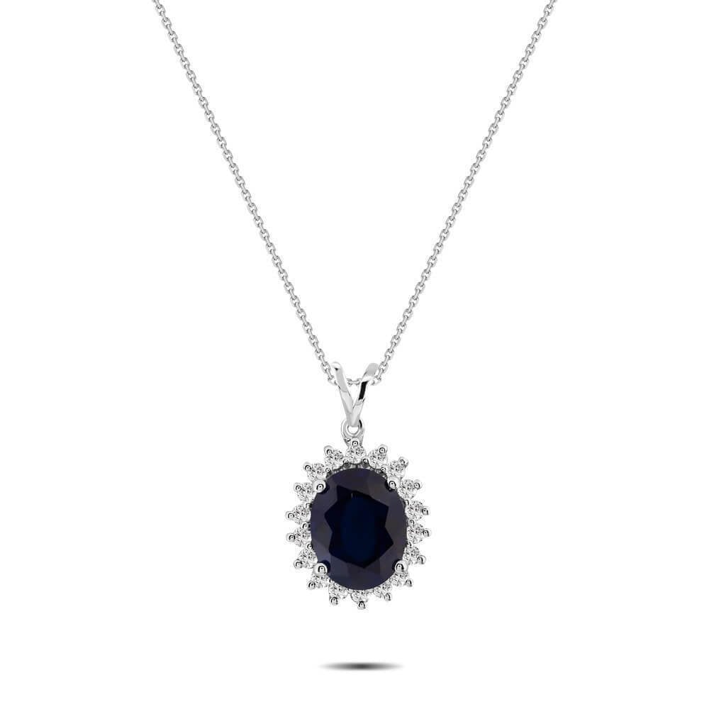 2,54 Karat Pırlantalı Safir Kolye "Navy"