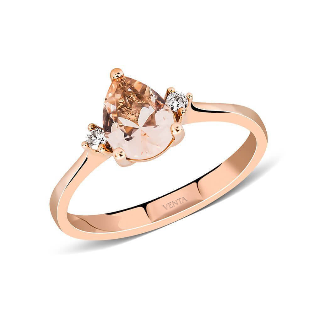 1,08 Karat Pırlantalı Morganit Yüzük "Nazen"