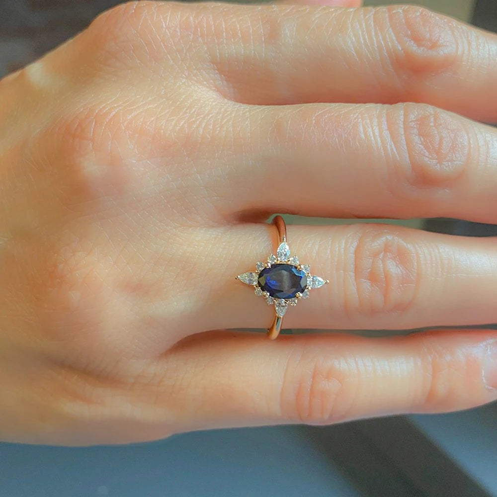 1,25 Karat Pırlantalı Safir Yüzük