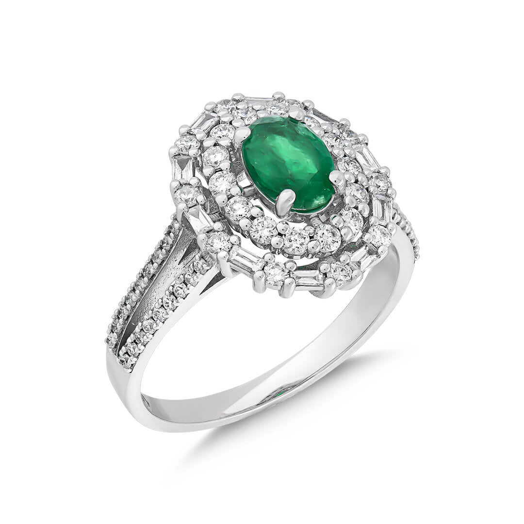 1,37 Karat Pırlantalı Zümrüt Yüzük