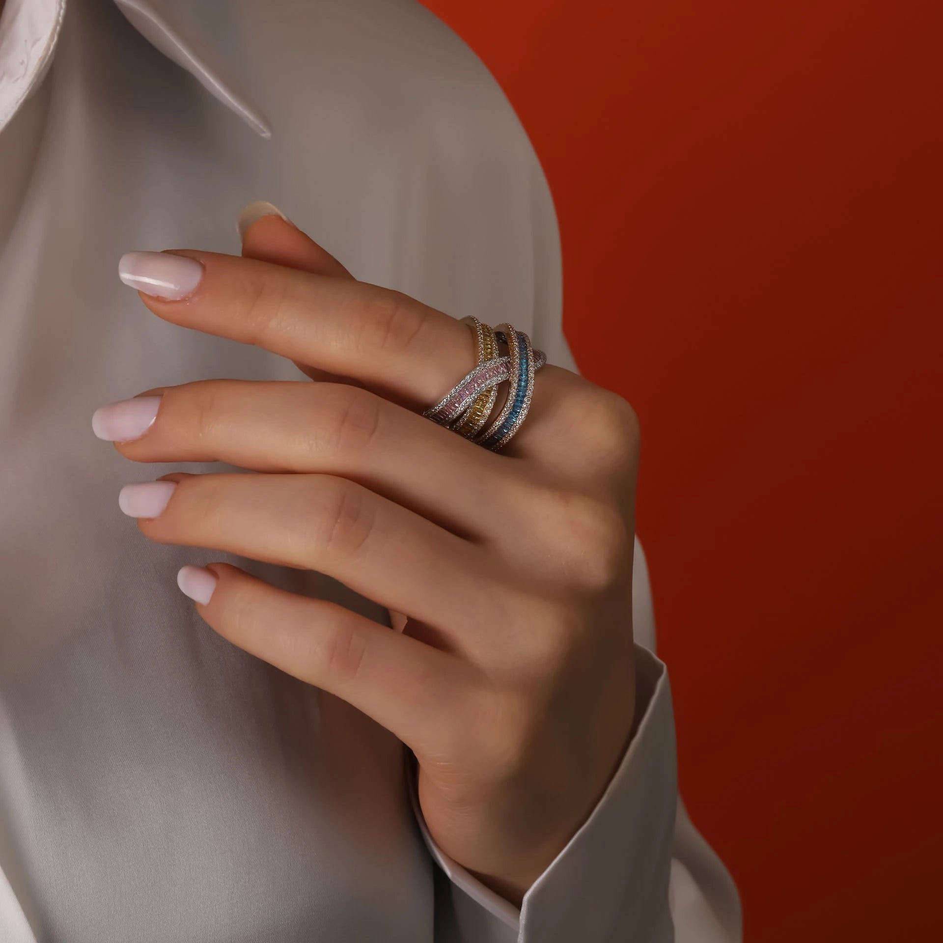 3,80 Karat Pırlanta Renkli Taşlı Yüzük "Rainbow"