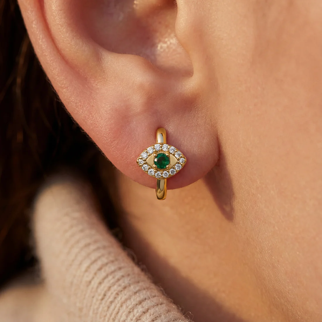0,12 Karat Pırlanta Halka Küpe "Göz" - Venta Jewelry