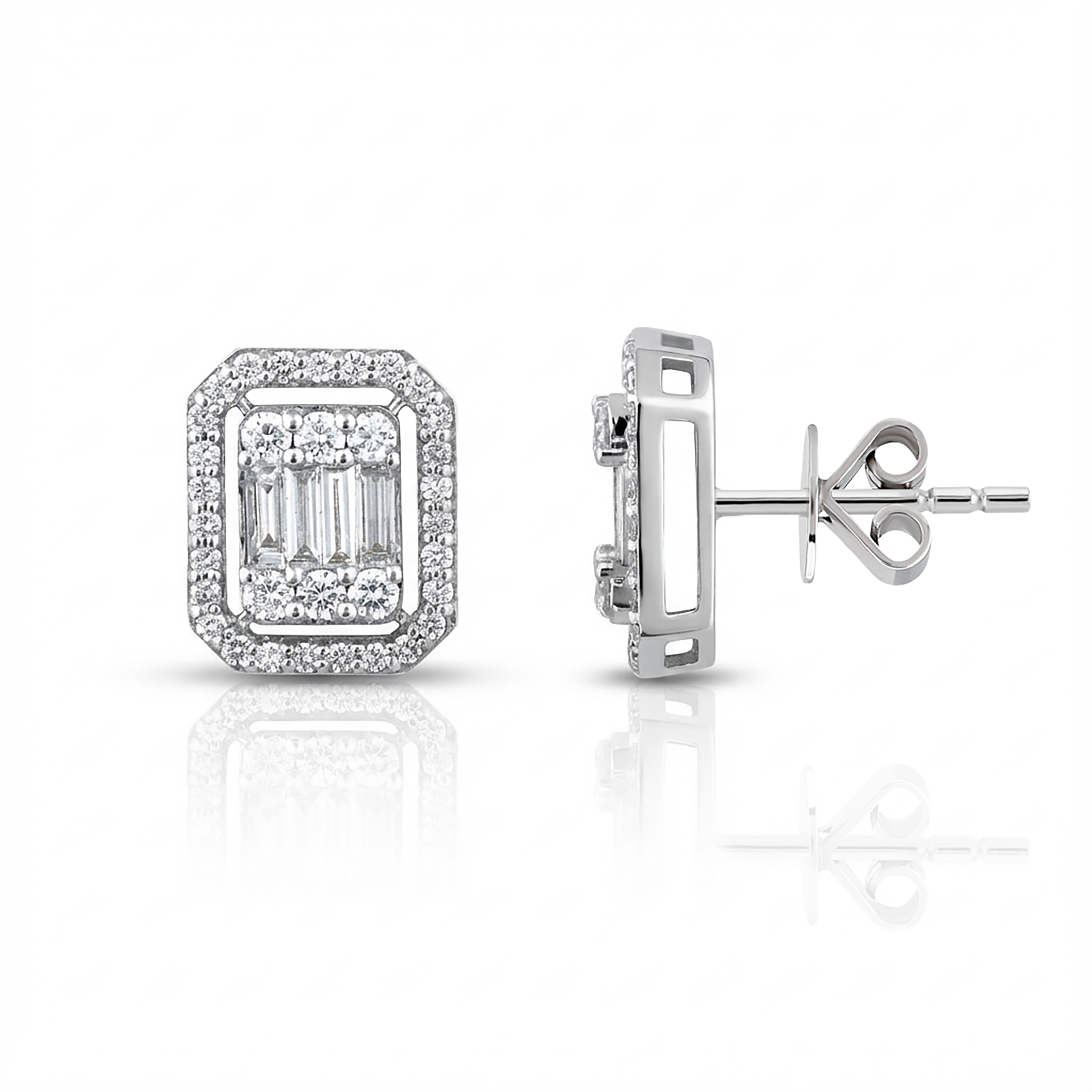 1,00 Karat Baget Pırlanta Küpe