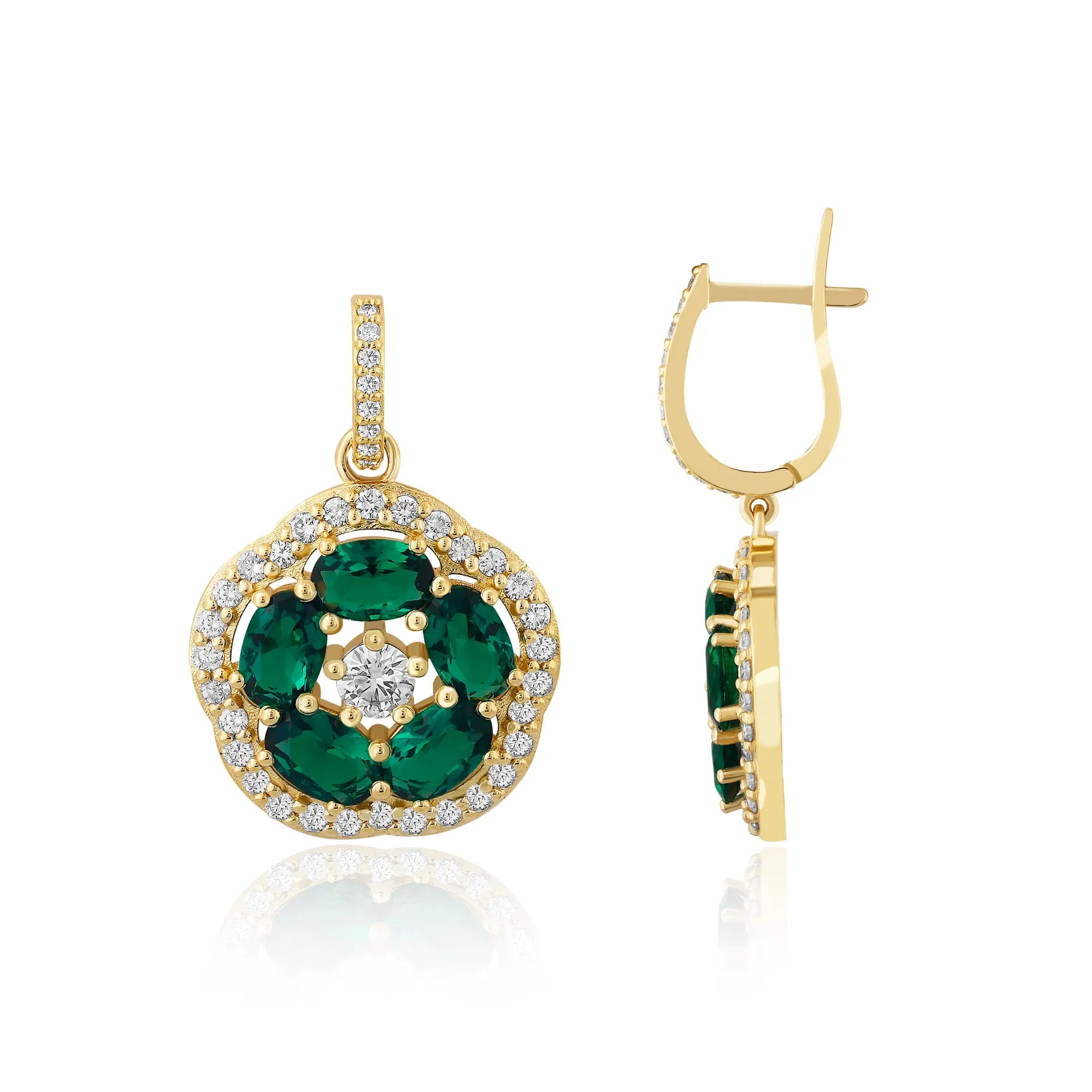 5,28 Karat Pırlanta Zümrüt Küpe