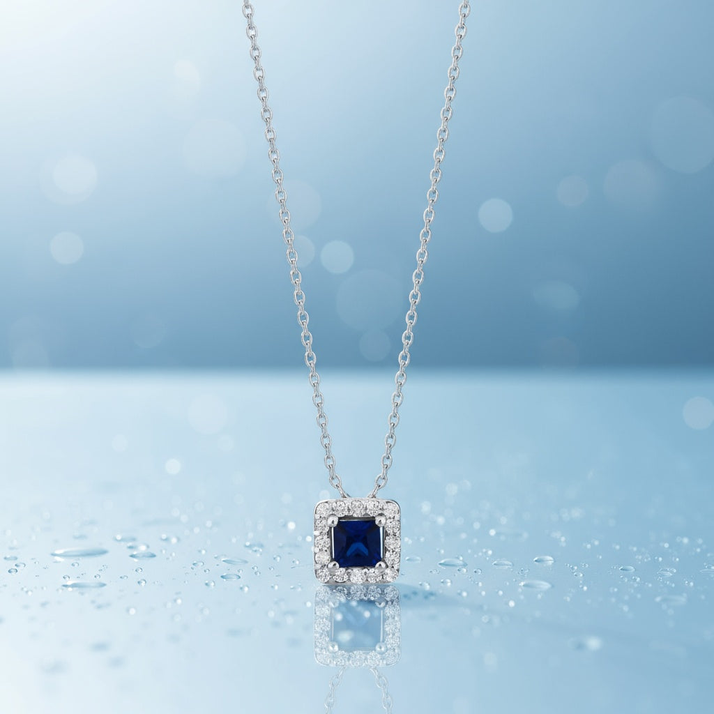 0,23 Karat Pırlanta Safir Kolye