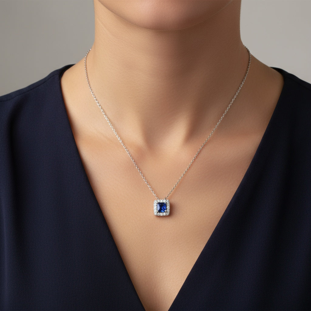 0,23 Karat Pırlanta Safir Kolye