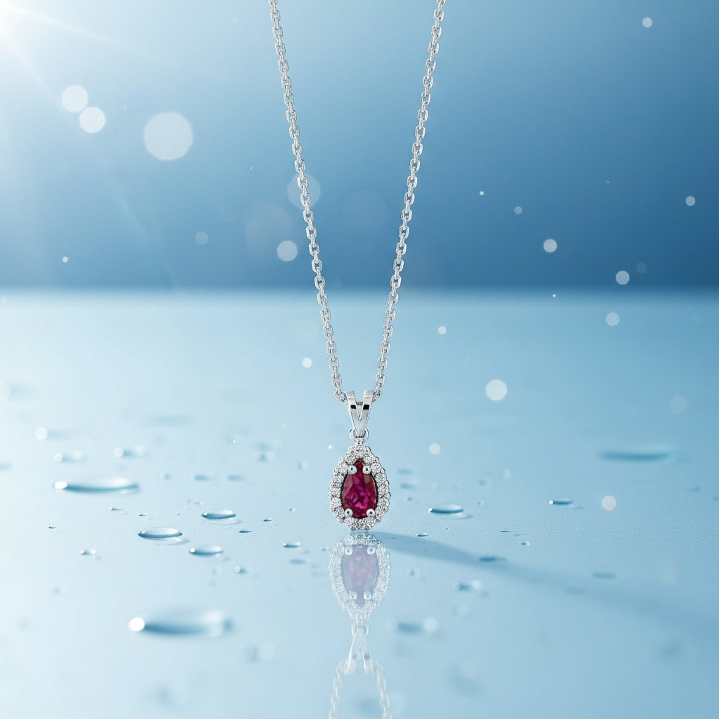 0,26 Karat Pırlantalı Yakut Kolye