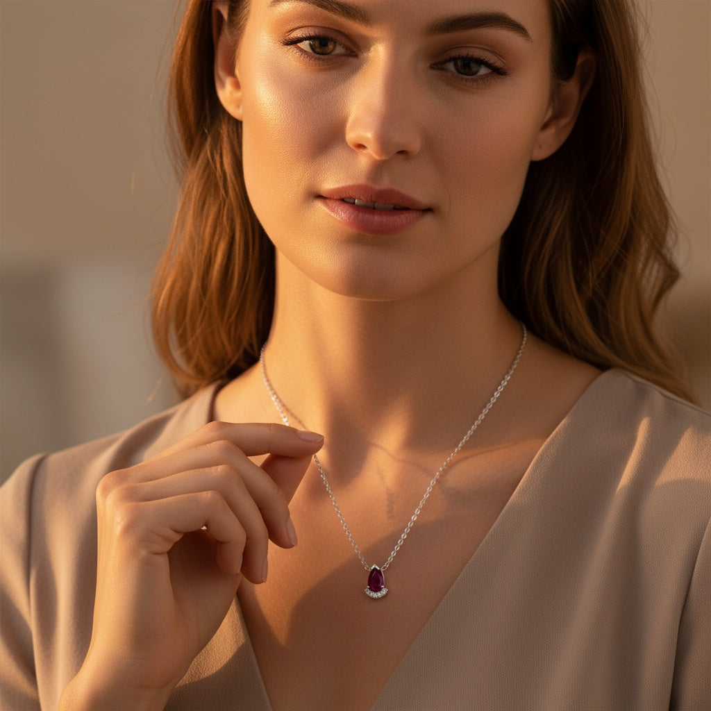 0,27 Karat Pırlantalı Yakut Kolye