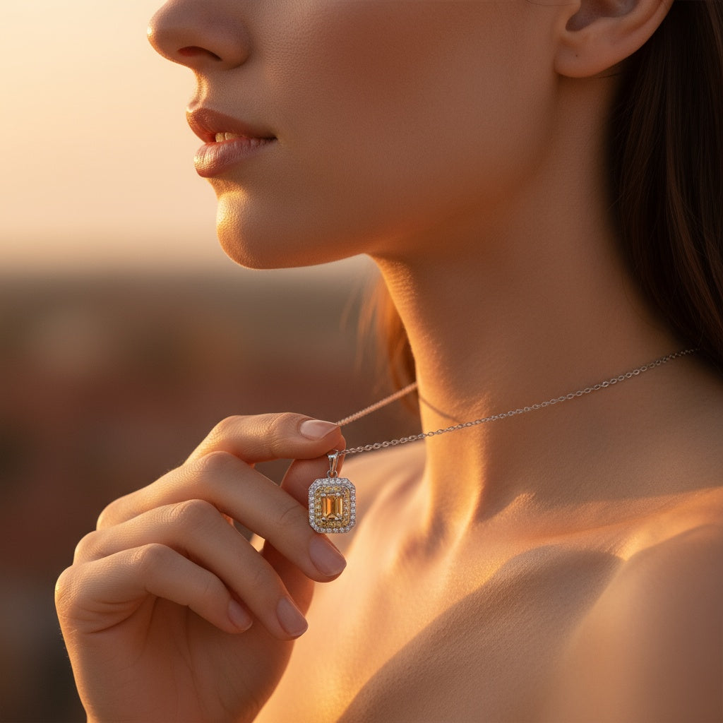 0,60 Karat Pırlanta Citrine Kolye