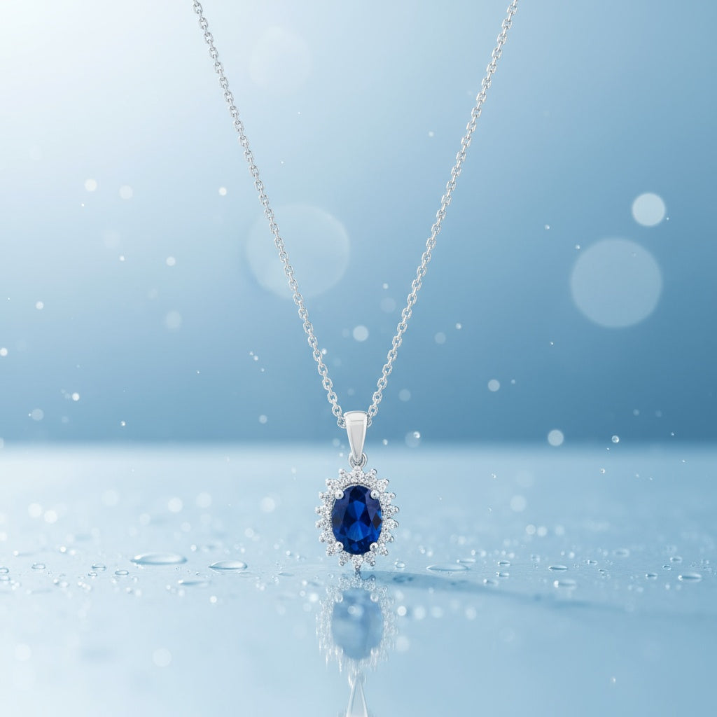 1,03 Karat Pırlantalı Safir Kolye