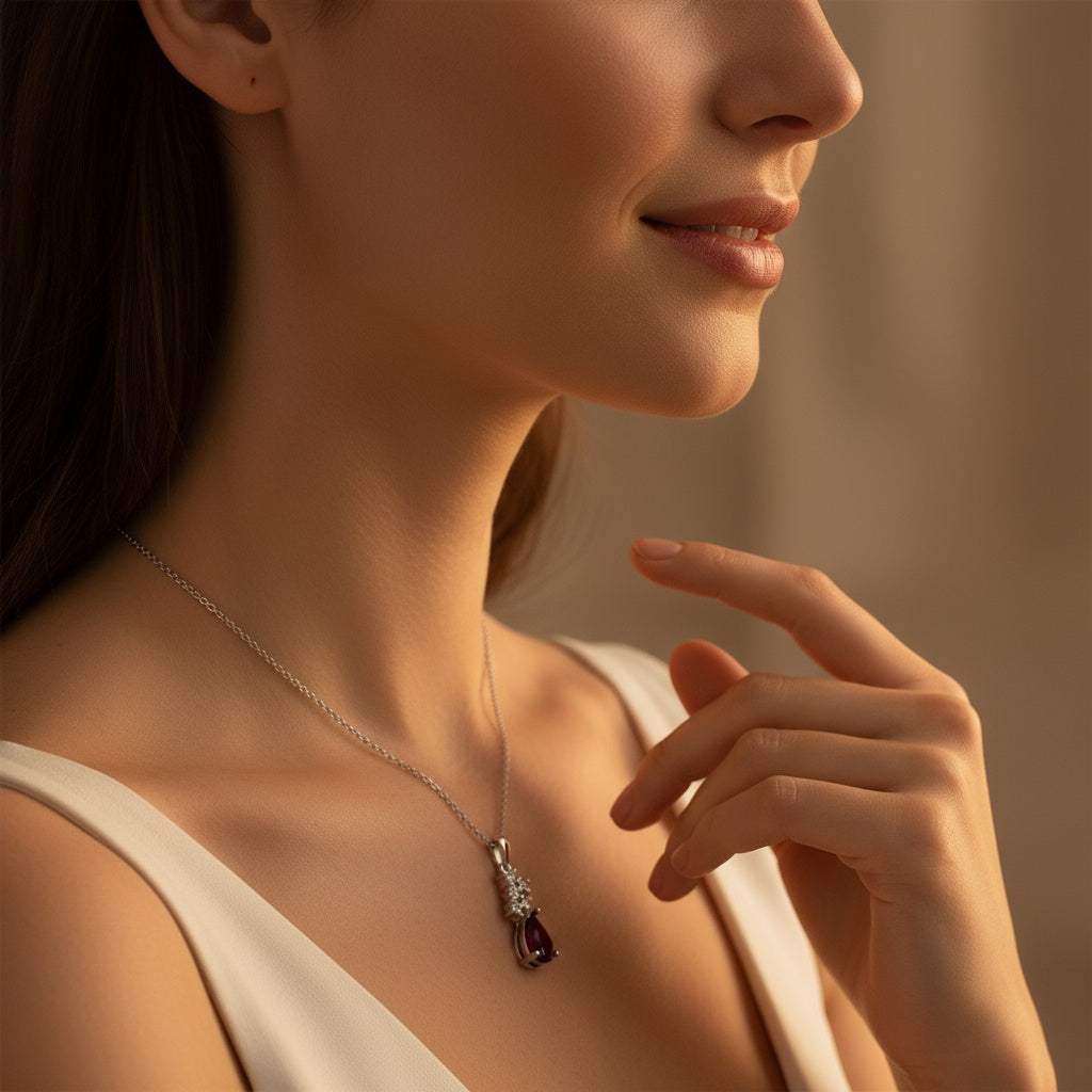 1,03 Karat Pırlanta Yakut Kolye "Tulip"