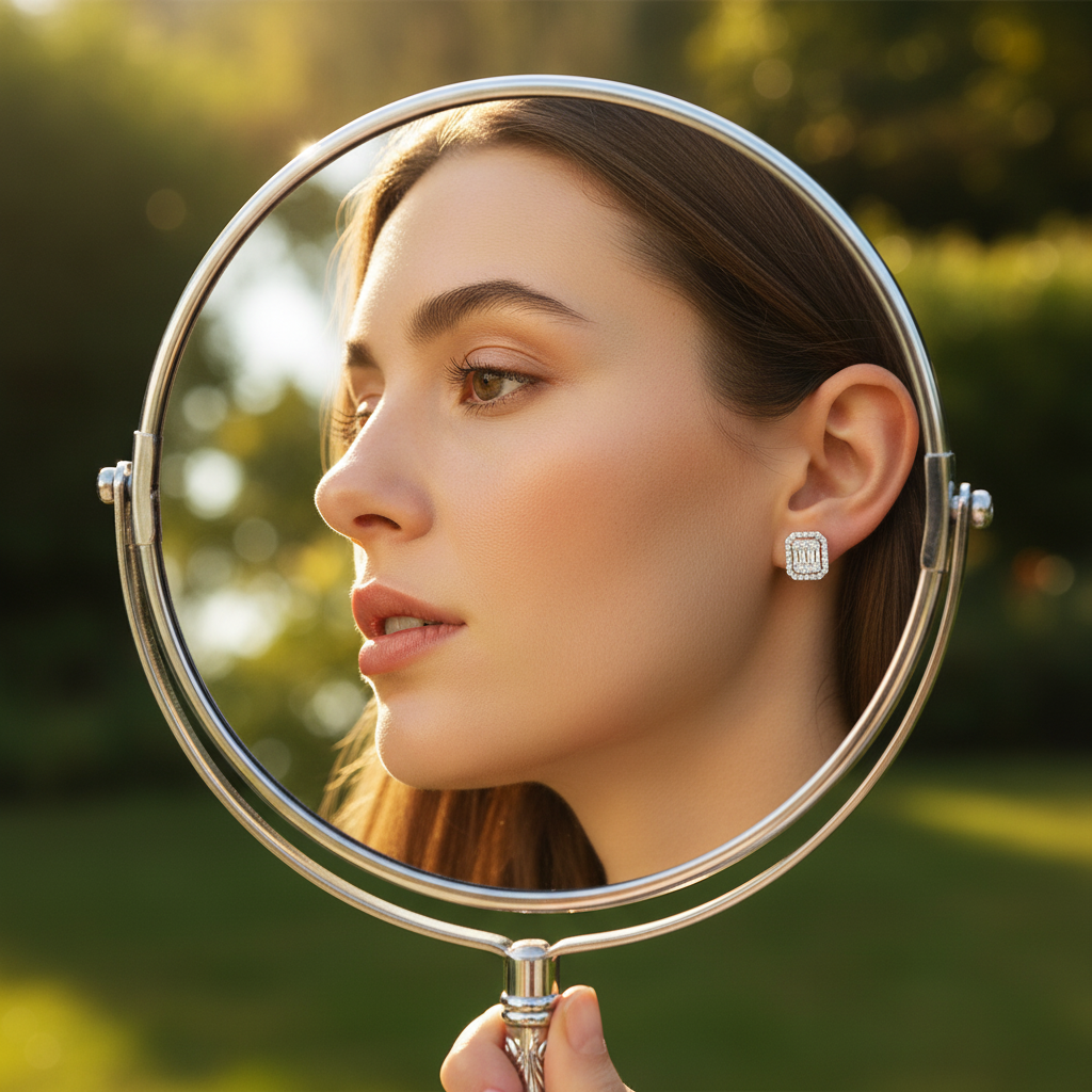 1,07 Karat Baget Pırlanta Küpe "İLMA"