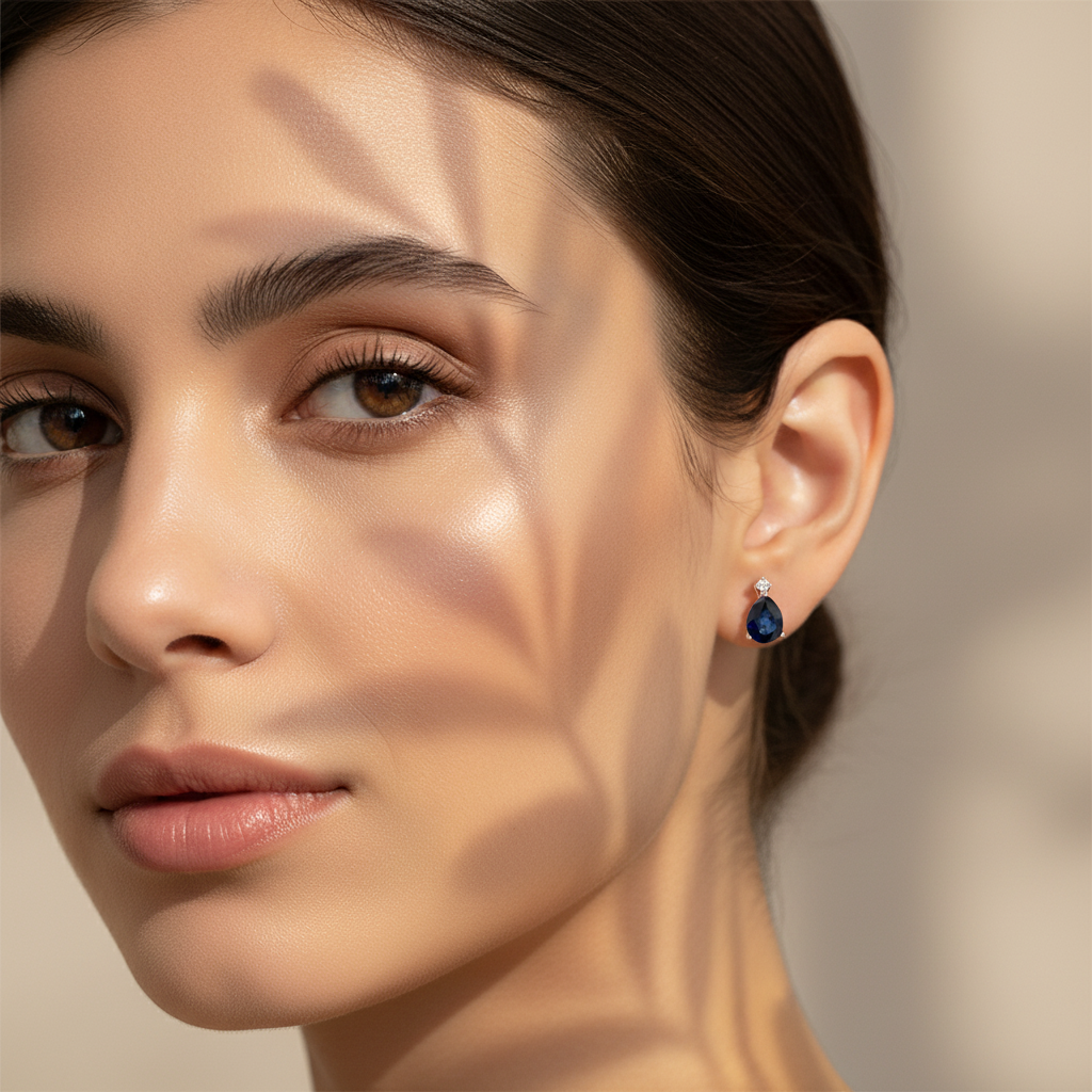 3,36 Karat Pırlantalı Safir Küpe "Abis"