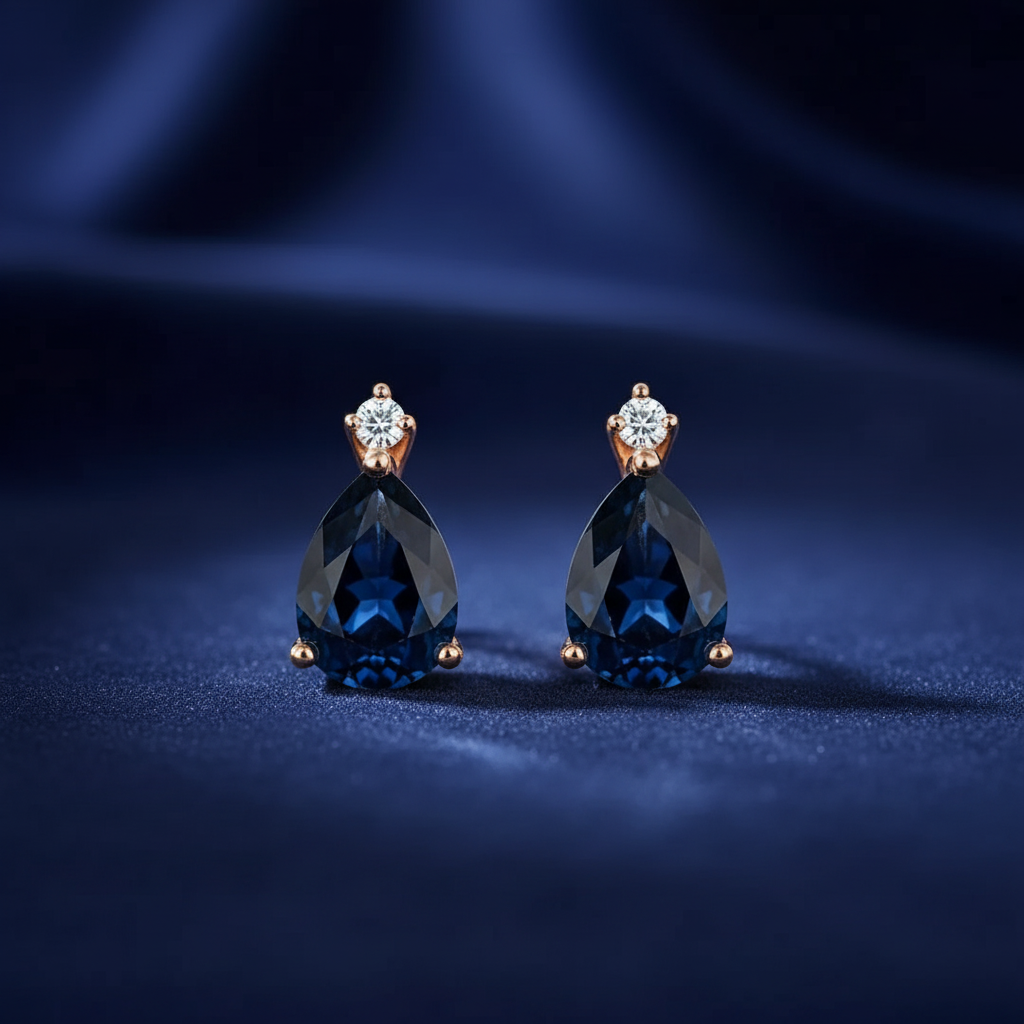 3,36 Karat Pırlantalı Safir Küpe "Abis"