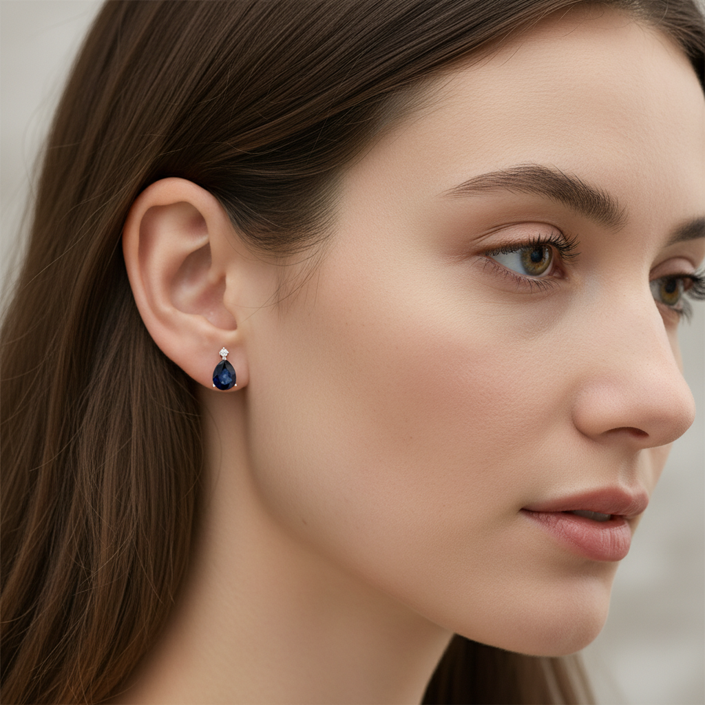 3,36 Karat Pırlantalı Safir Küpe "Abis"