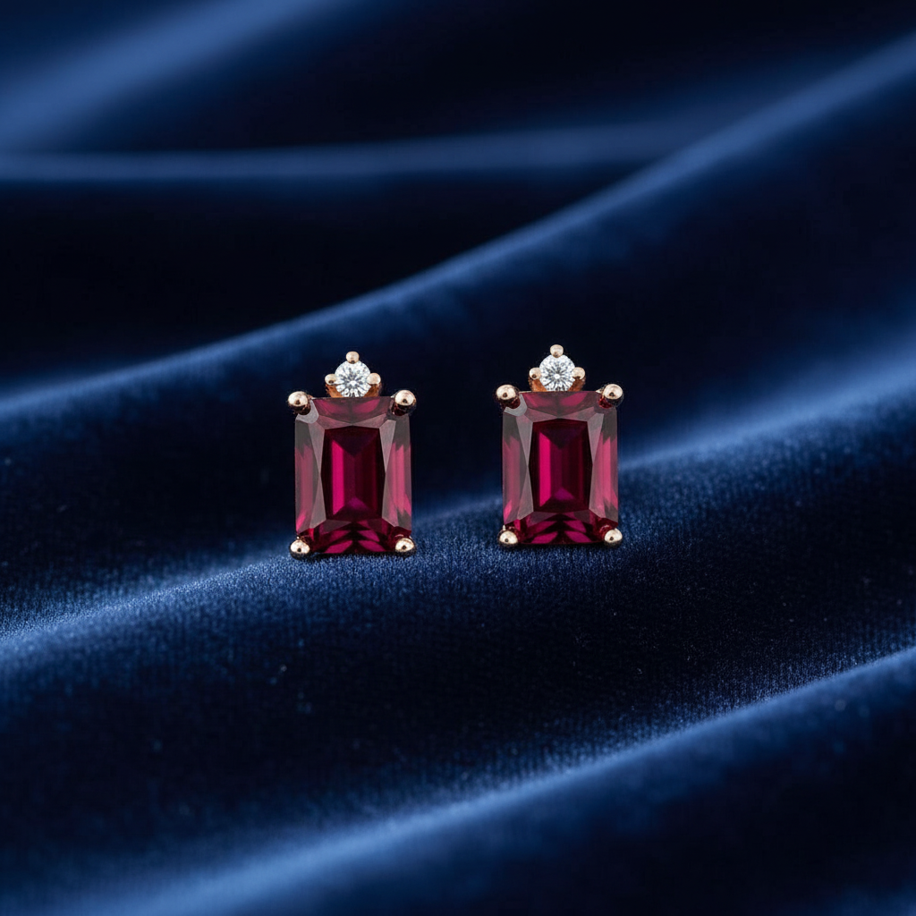 3,90 Karat Yakut Pırlanta Küpe "Rouge"