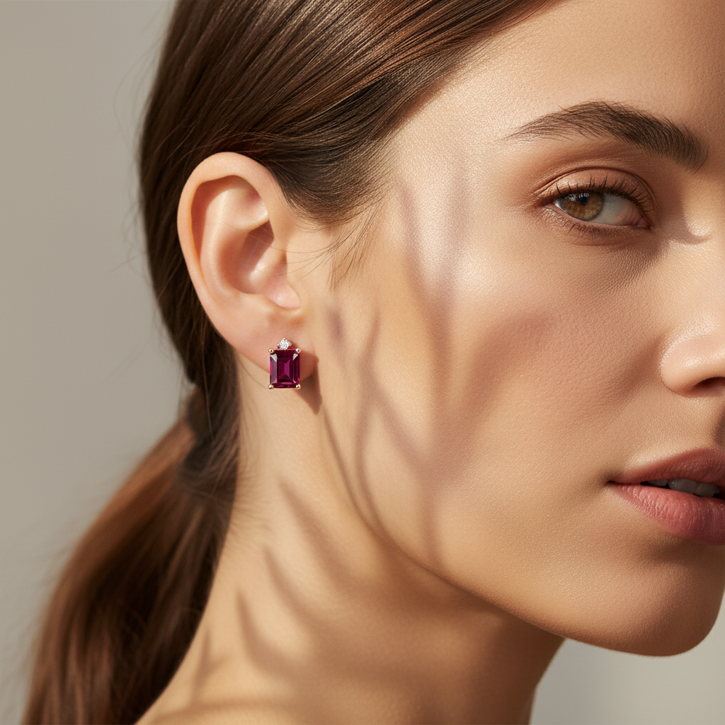 3,90 Karat Yakut Pırlanta Küpe "Rouge"