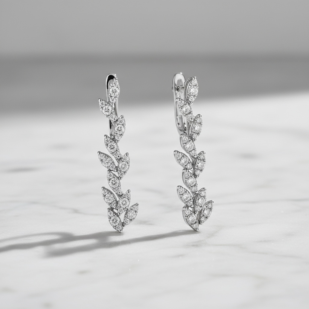 0,86 Karat Tasarım Pırlanta Küpe