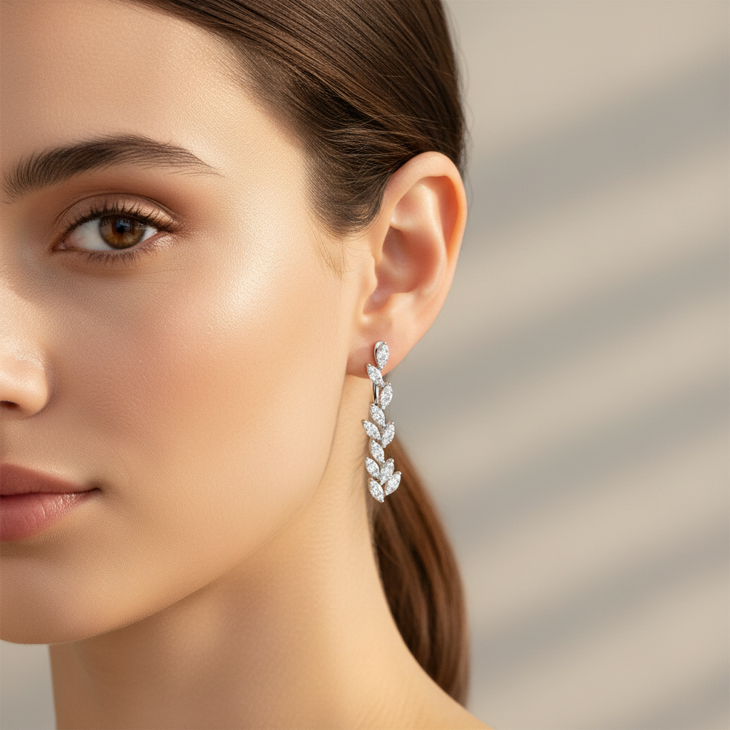 0,86 Karat Tasarım Pırlanta Küpe