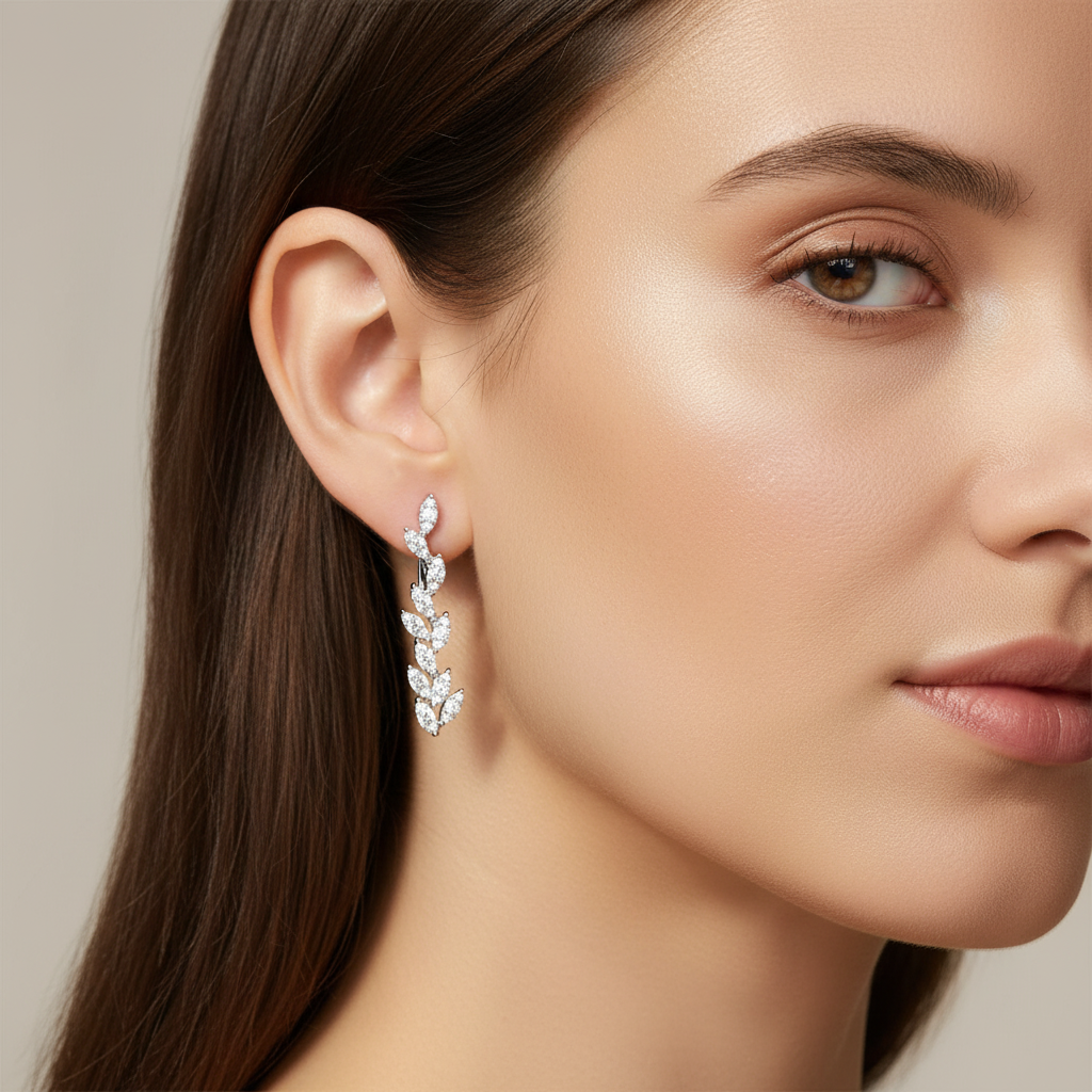 0,86 Karat Tasarım Pırlanta Küpe