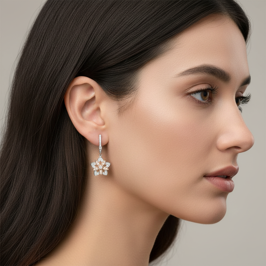 0,99 Karat Tasarım Pırlanta Küpe