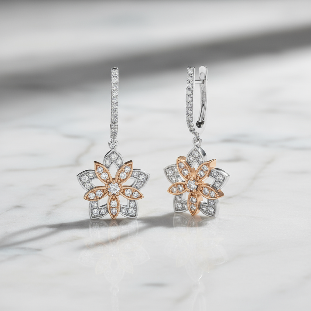 0,99 Karat Tasarım Pırlanta Küpe