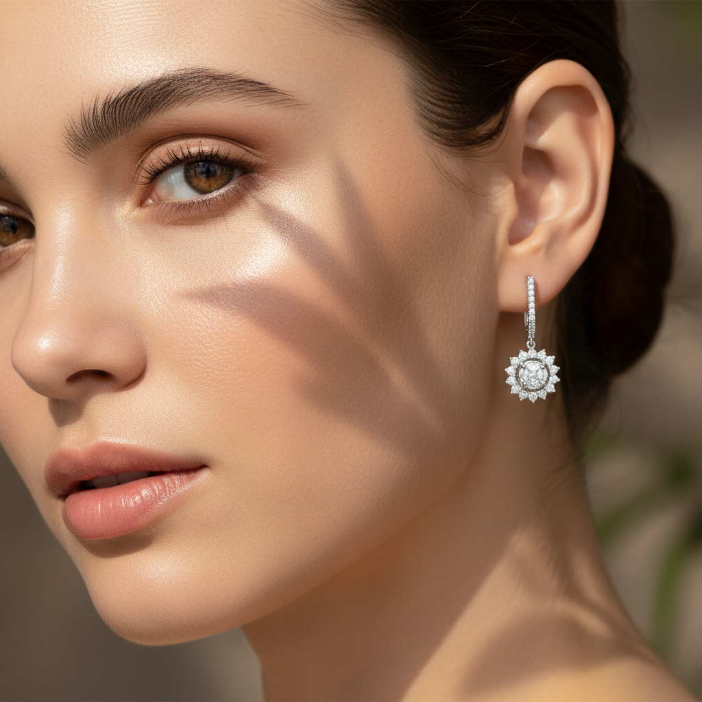 1,52 Karat Tasarım Pırlanta Küpe