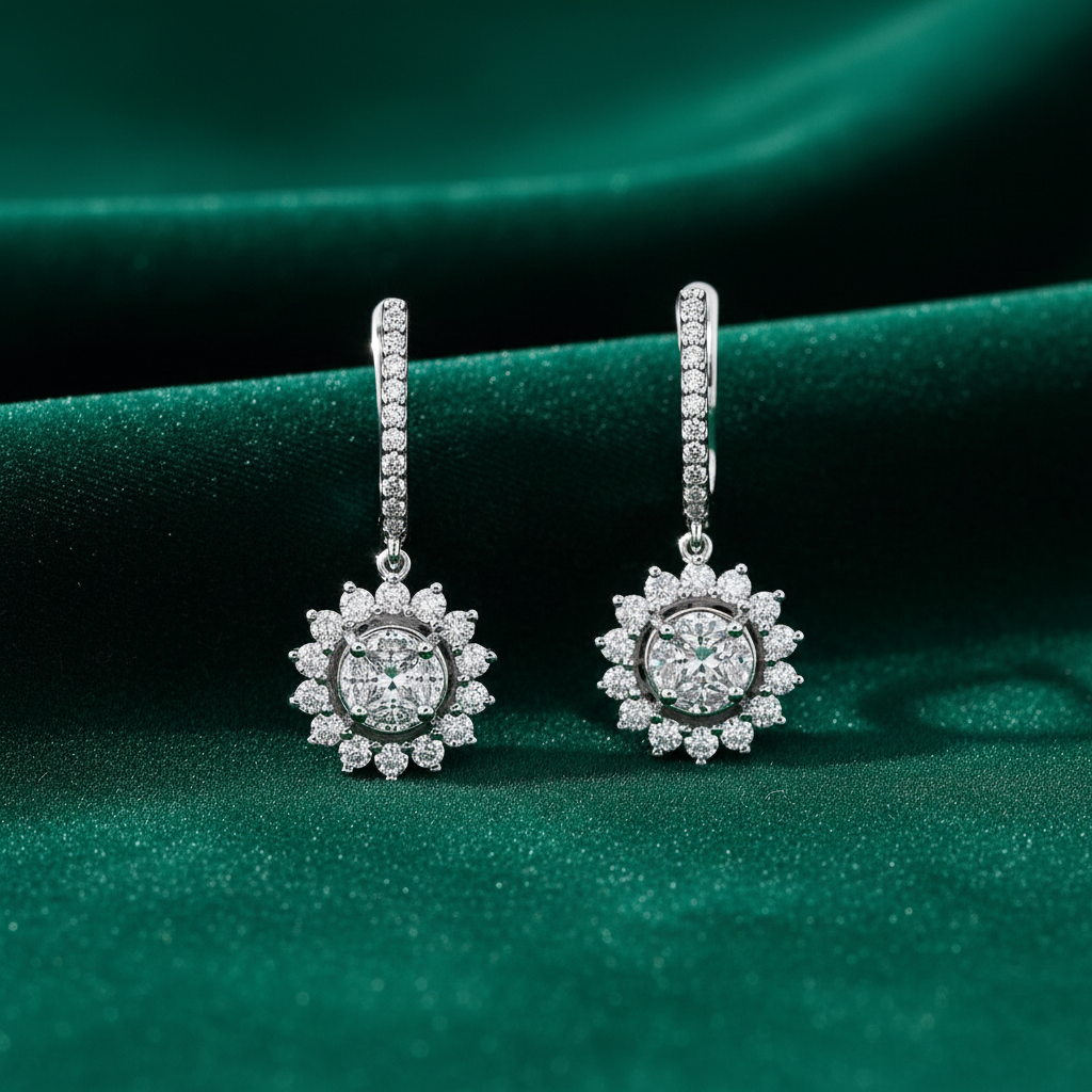 1,52 Karat Tasarım Pırlanta Küpe