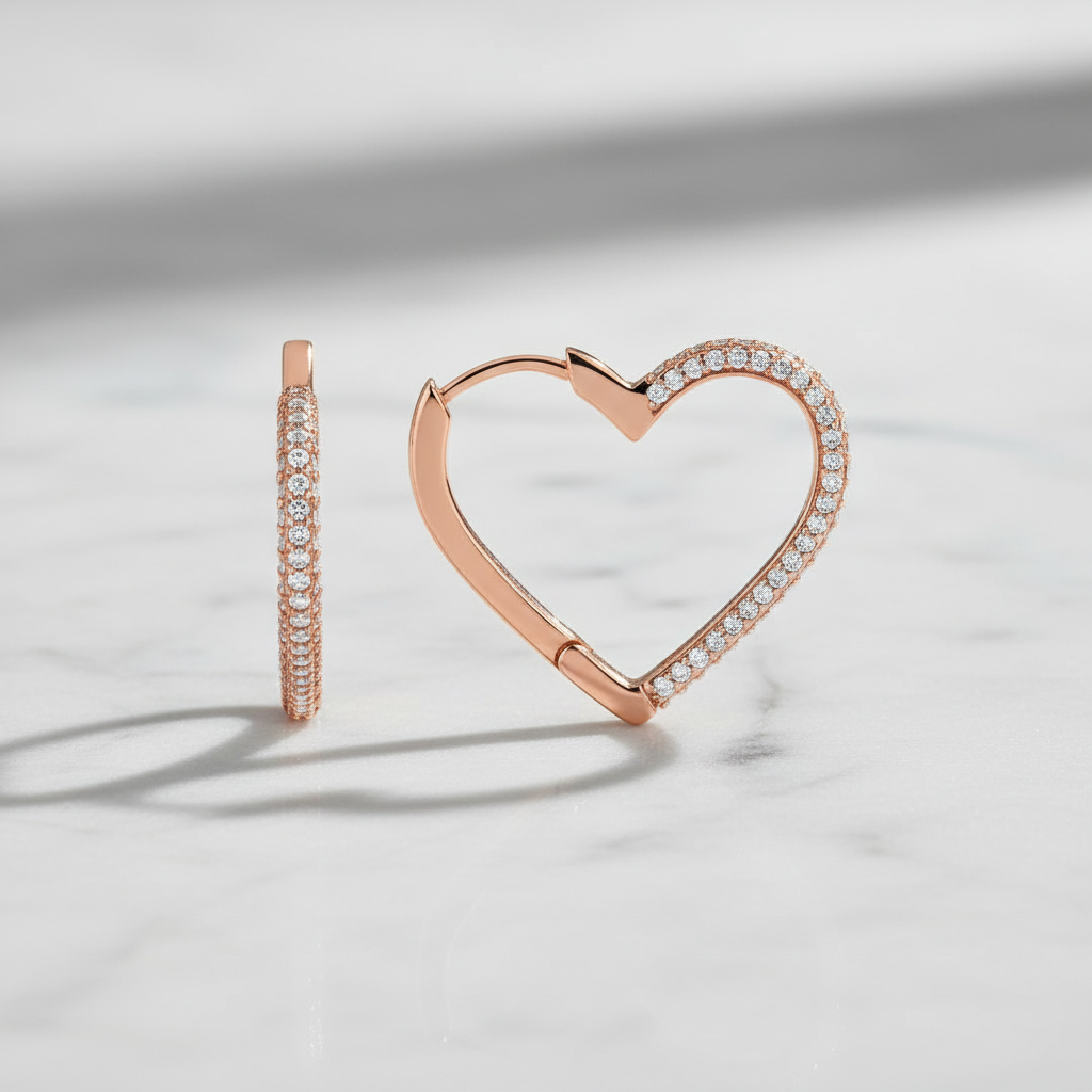 0,90 Karat Tasarım Pırlanta Küpe "Kalp"