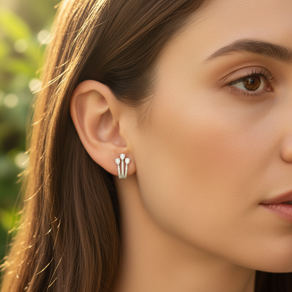 0,87 Karat Tasarım Pırlanta Küpe