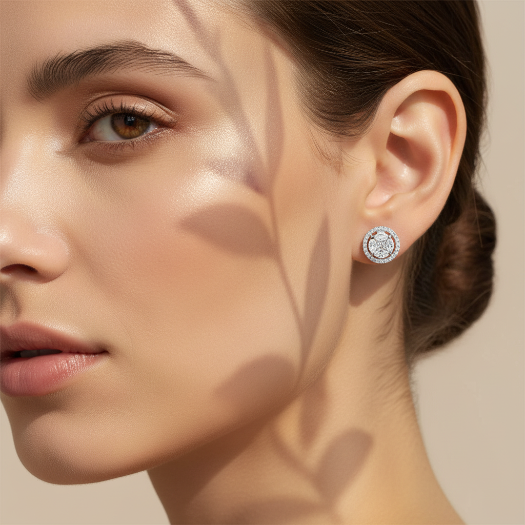 1,00 Karat Tasarım Pırlanta Küpe