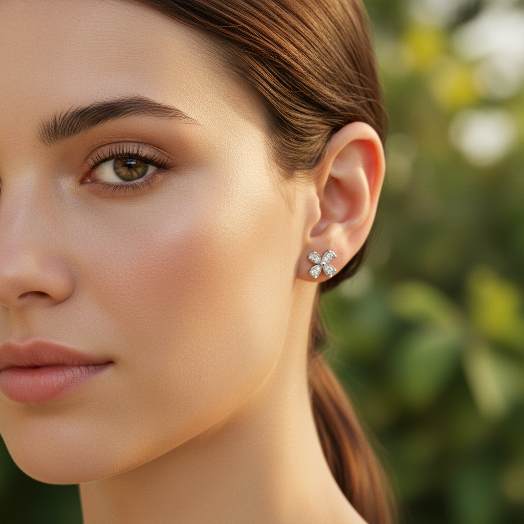 0,21 Karat Tasarım Pırlanta Küpe