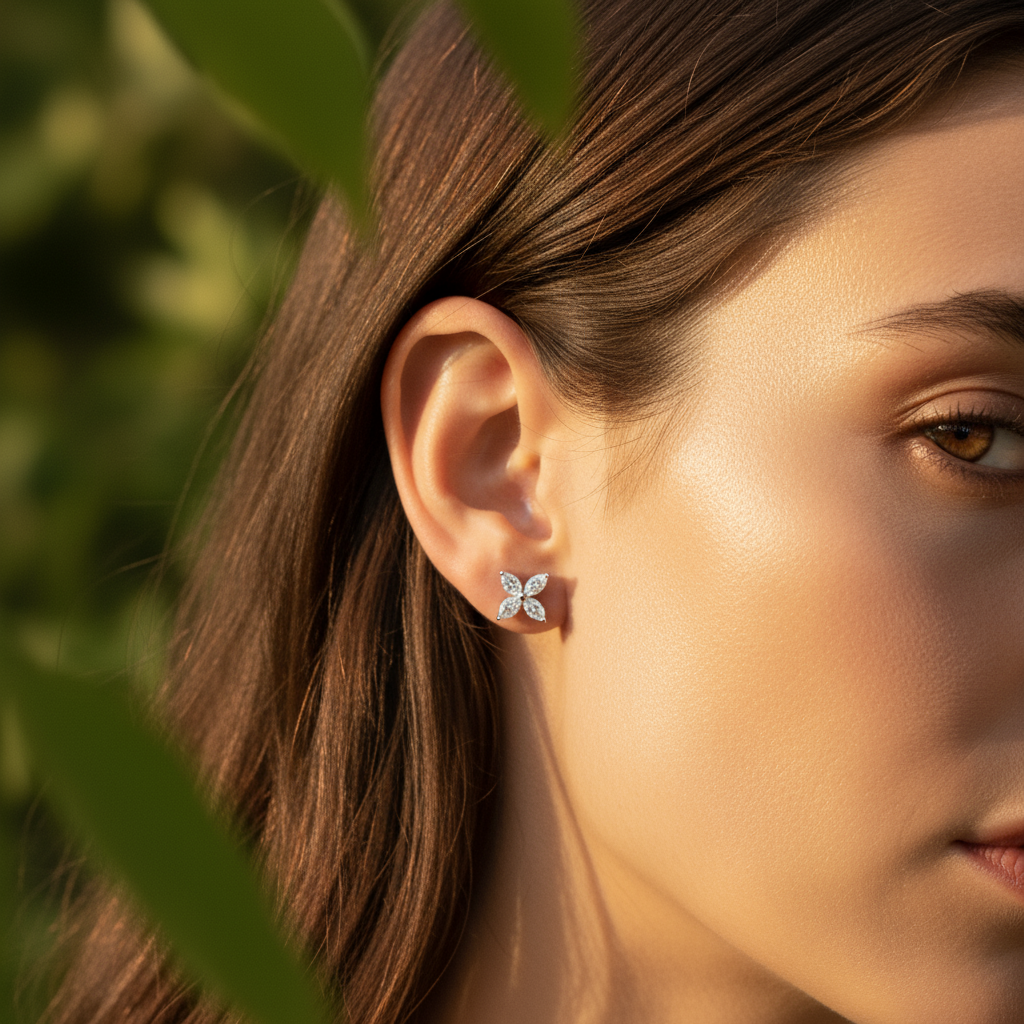 0,94 Karat Tasarım Pırlanta Küpe