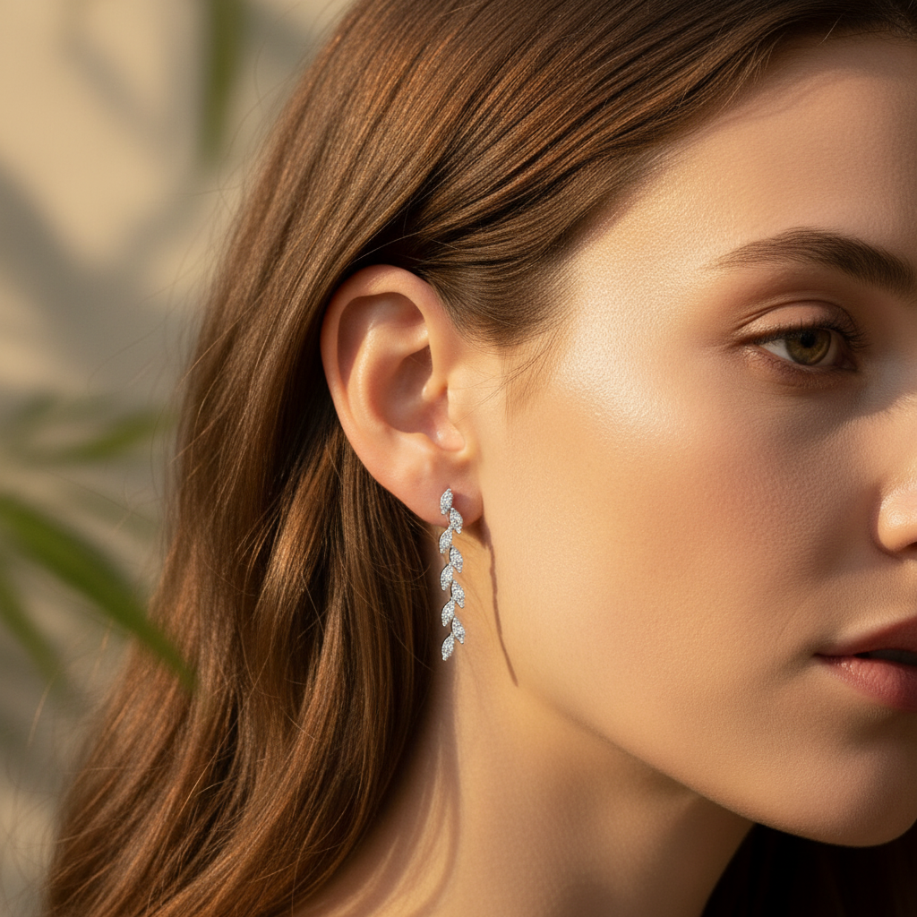 0,77 Karat Tasarım Pırlanta Küpe