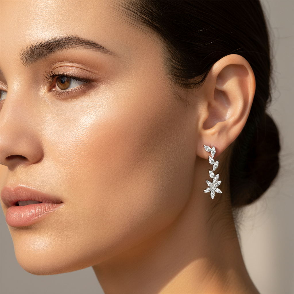 0,80 Karat Tasarım Pırlanta Küpe