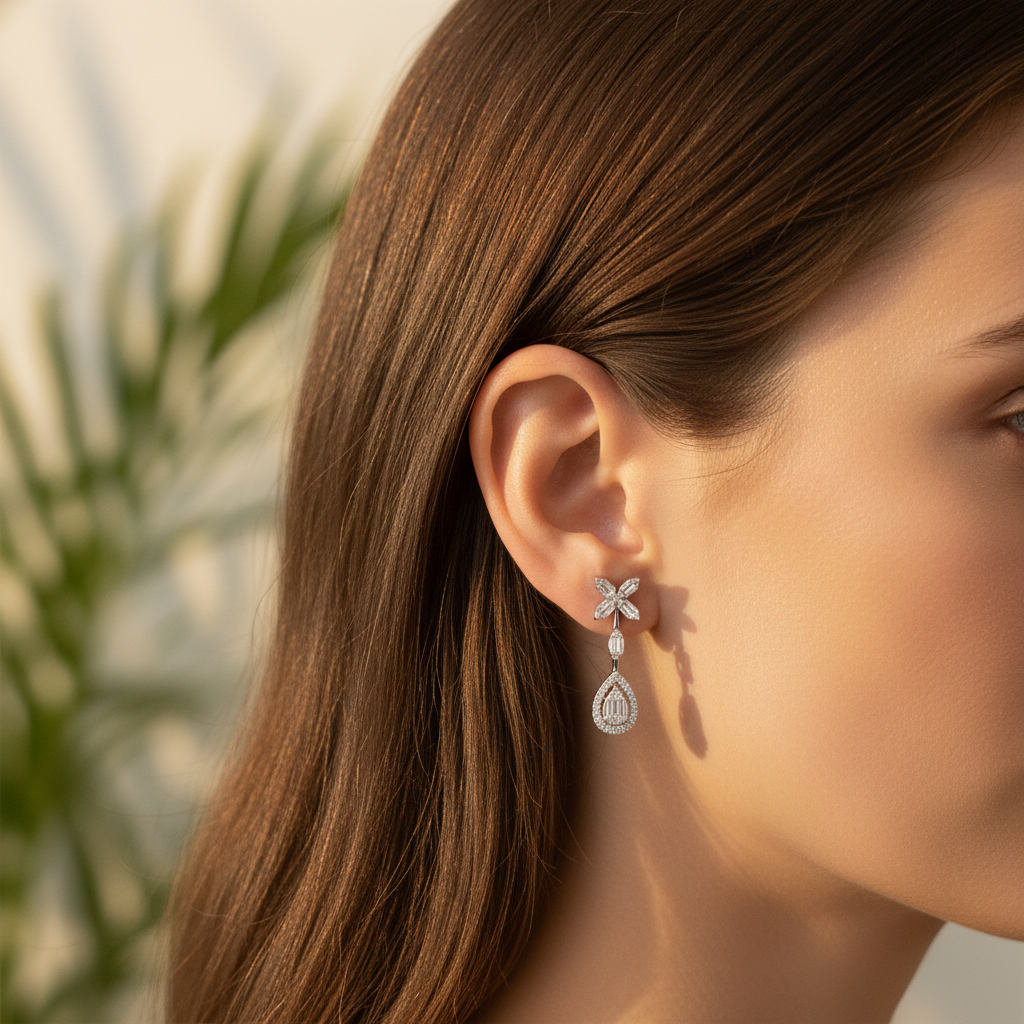 0,97 Karat Tasarım Pırlanta Küpe