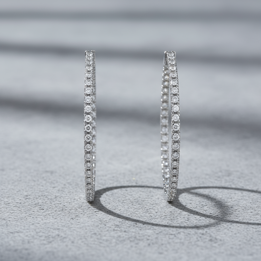 3,14 Karat Pırlanta Halka Küpe