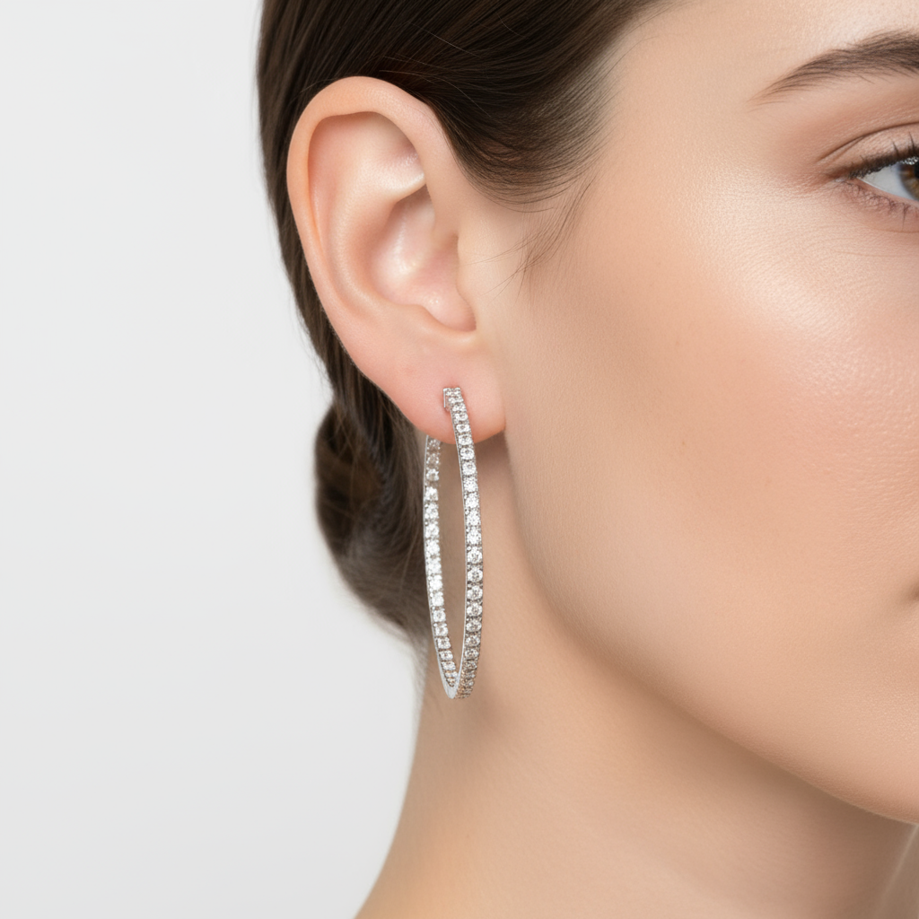 3,14 Karat Pırlanta Halka Küpe