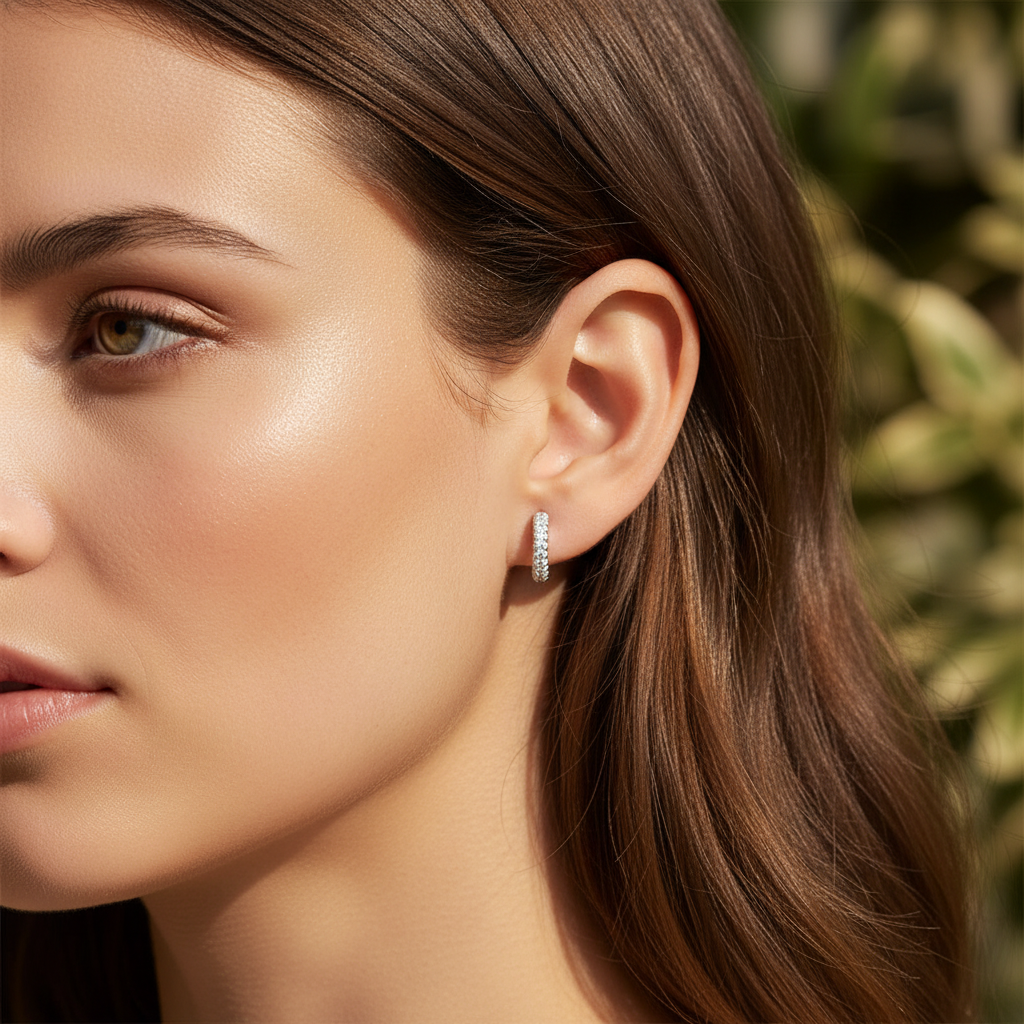 0,45 Karat Pırlanta Halka Küpe