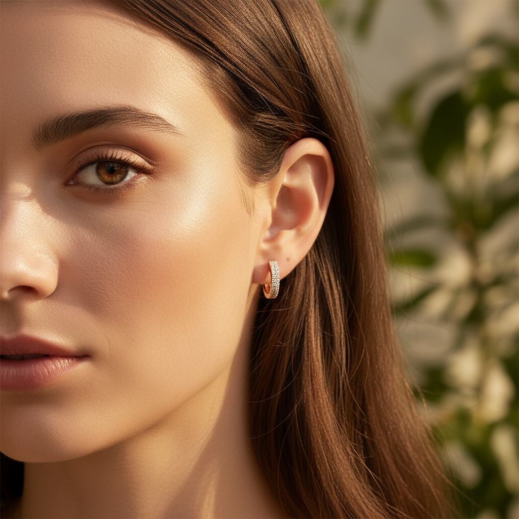 0,14 Karat Pırlanta Halka Küpe