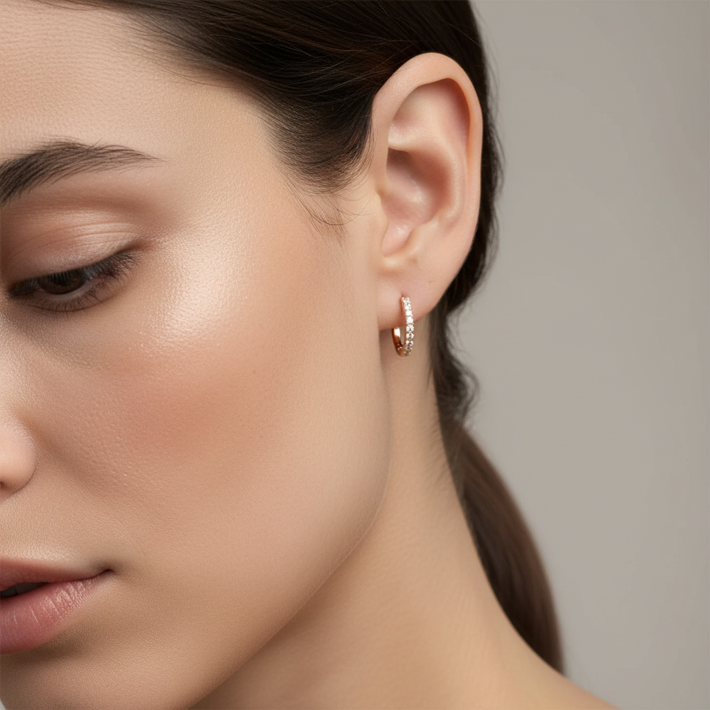 0,06 Karat Pırlanta Halka Küpe