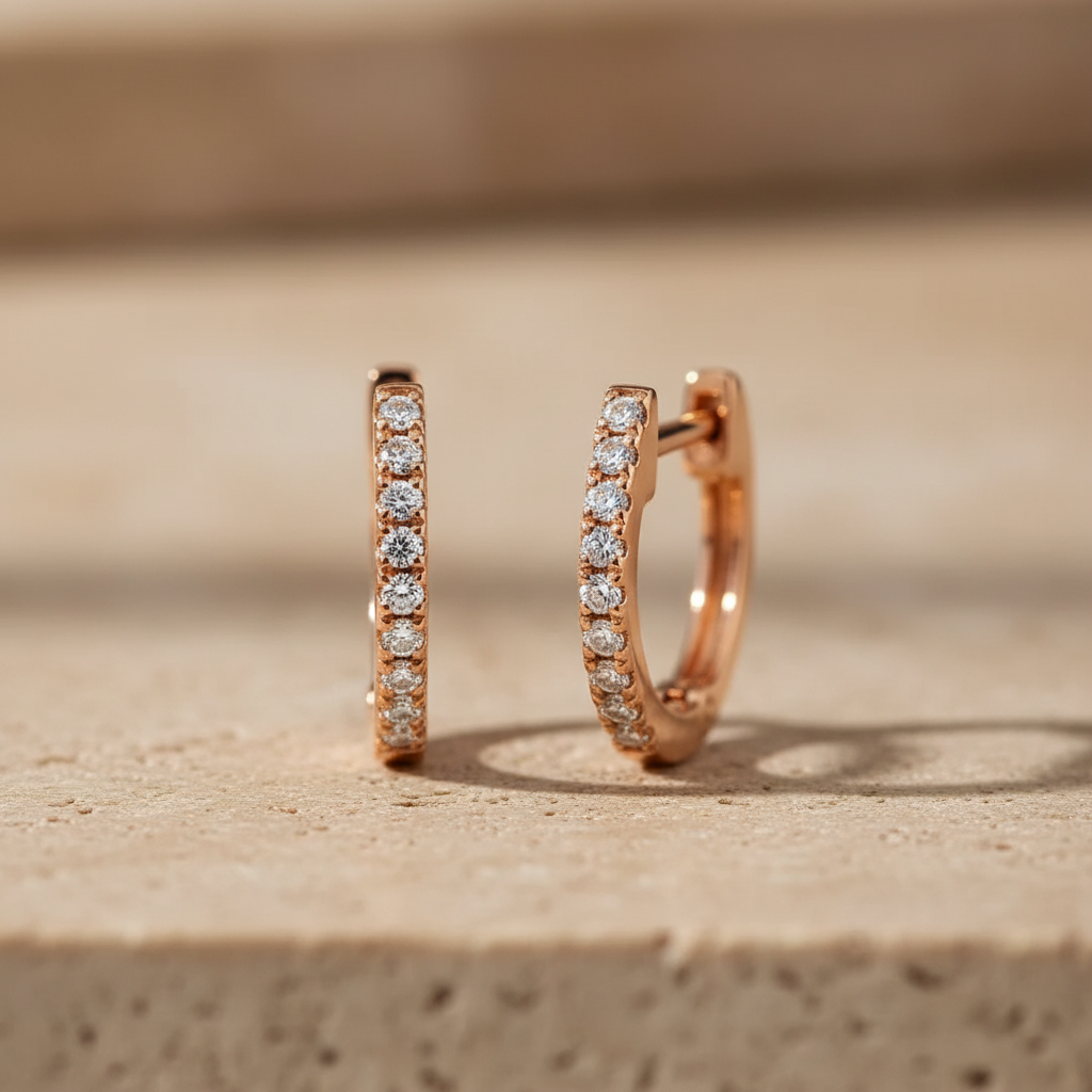 0,06 Karat Pırlanta Halka Küpe