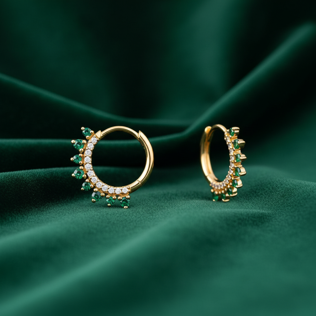 0,28 Karat Pırlanta Halka Küpe "Zümrüt"