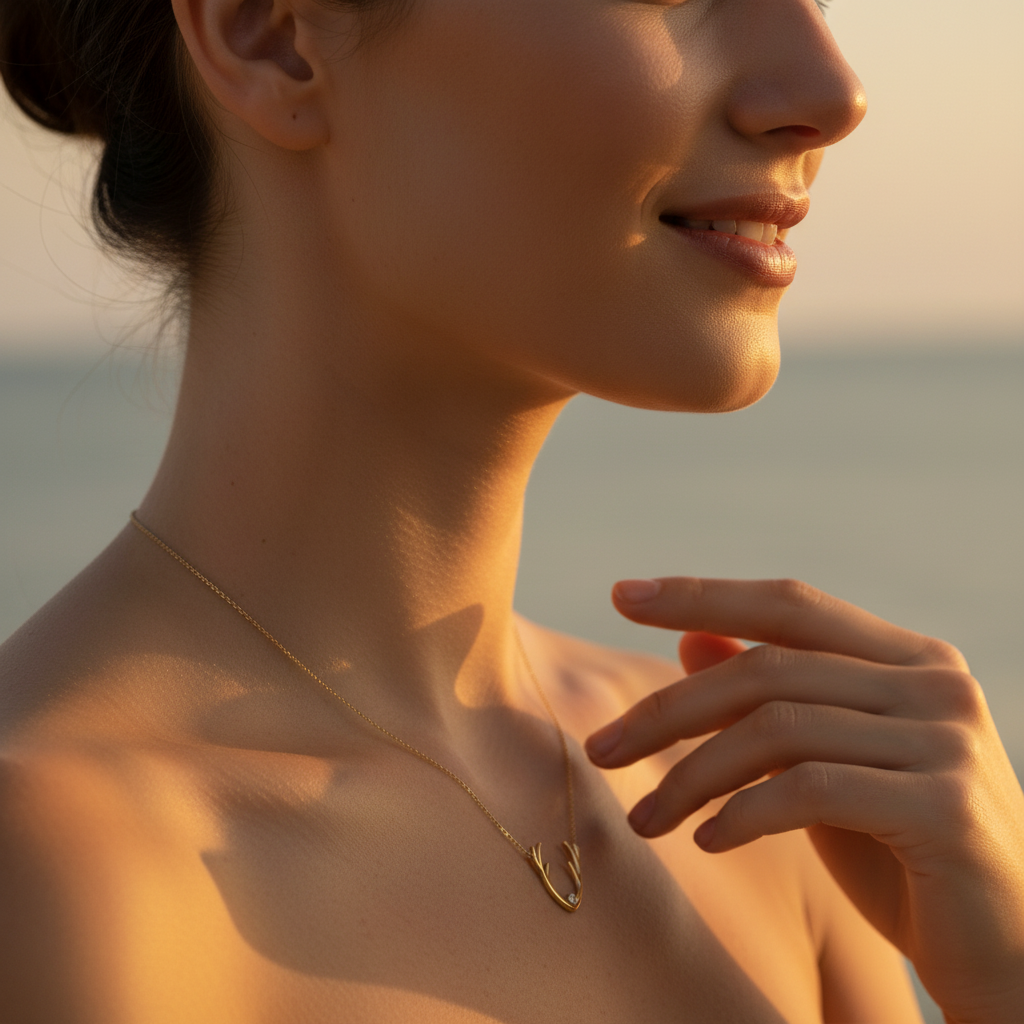 0,01 Karat Pırlanta Kolye "Boynuz"