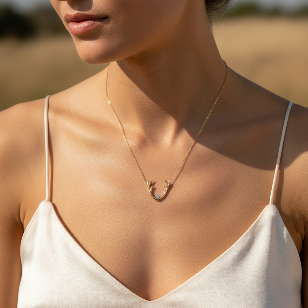 0,01 Karat Pırlanta Kolye "Boynuz"