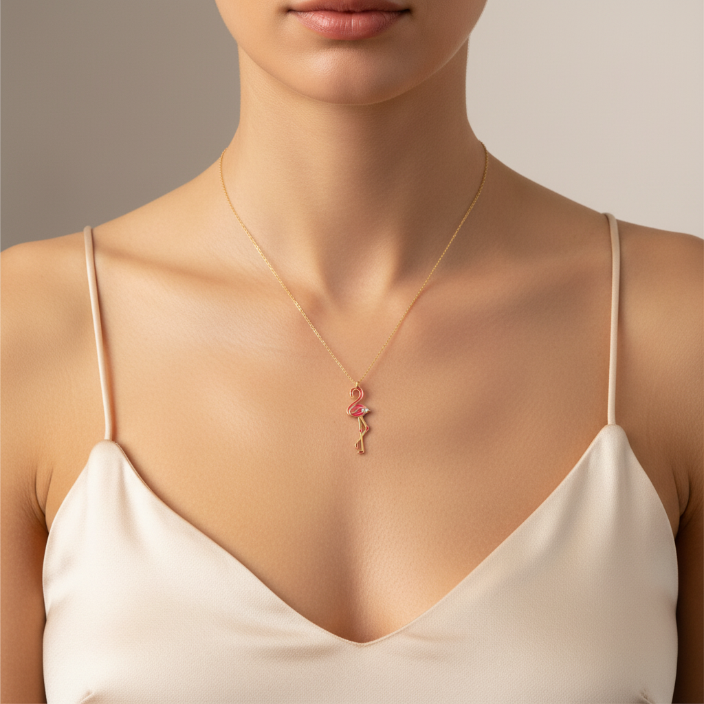 0,01 Karat Pırlantalı Kolye "Flamingo"