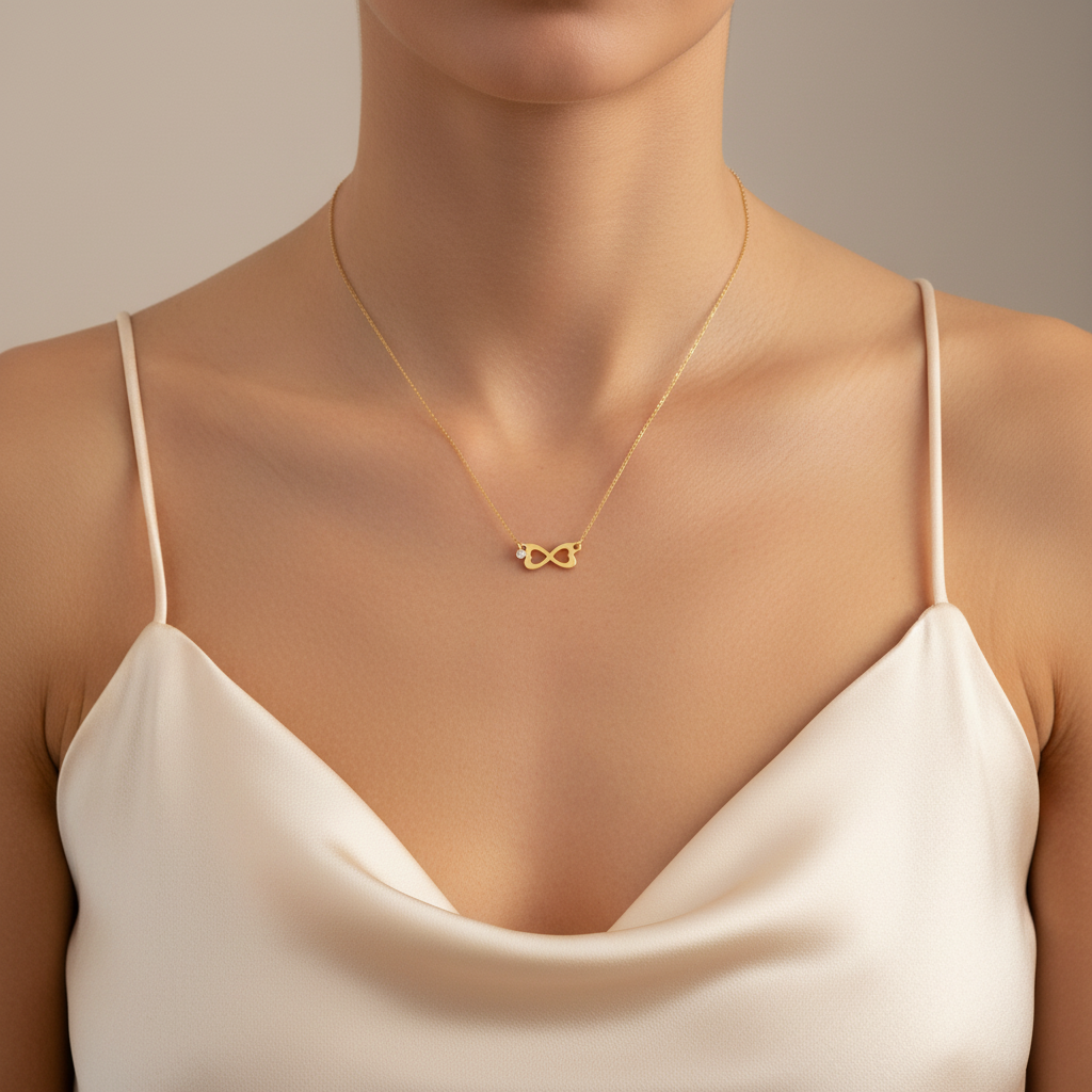 0,02 Karat Pırlanta Kolye "Kalp Sonsuzluk"